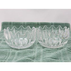 Vintage‎ Set Of 2 Lead Crystal Small Bowl Clear Cut Glass Scalloped Edges
